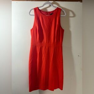 J. Crew Sleeveless Orange-Red Sheath Midi Dress